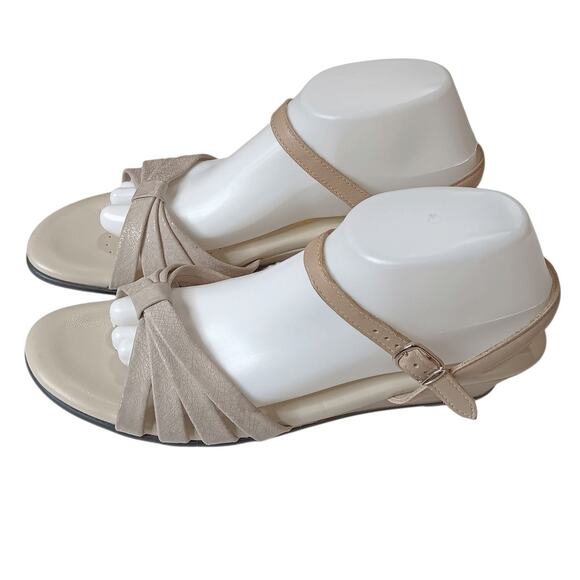 SAS Strippy Quarter Strap Wedge Sandal 10.5N‎ NARROW Bone White Patent Leather - Picture 9 of 9